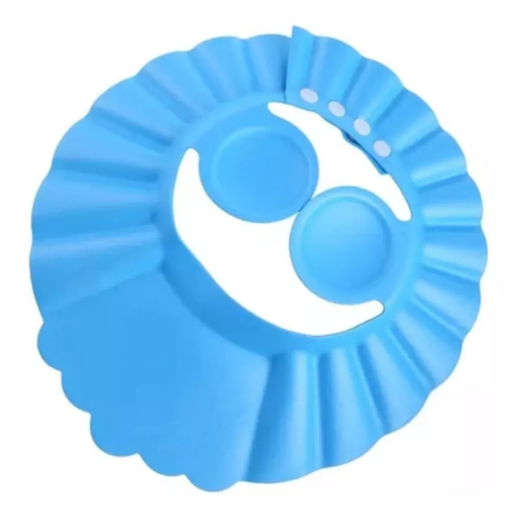 Chapéu Para Banho Lavar Cabeça Criança Bebe Viseira Protege Olhos Ouvidos Ajustável Chapeu Azul  lavável e ajustável