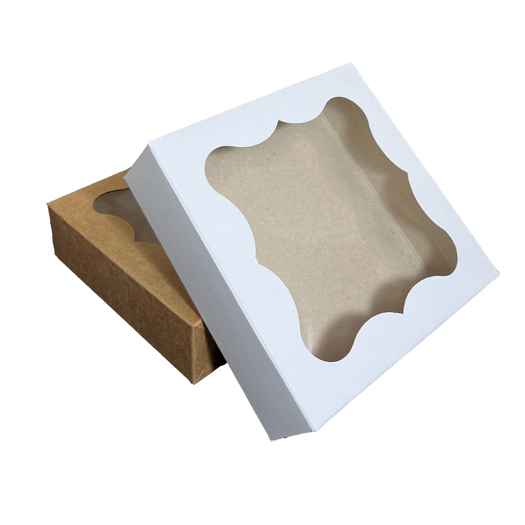 100 un- Caixa com Visor 15x15x4 para Presente Lembrancinha Doce -Caixa Kraft ou Branca- 100 unidades em Oferta na Shopee