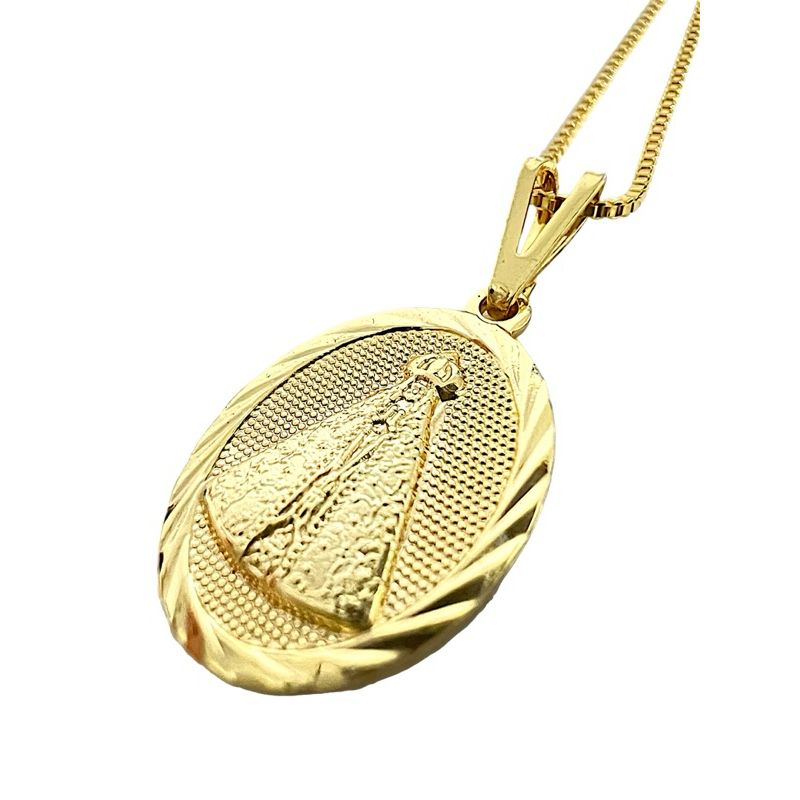 Colar de Nossa Senhora Aparecida folheado a ouro, Corrente feminina de nossa senhora