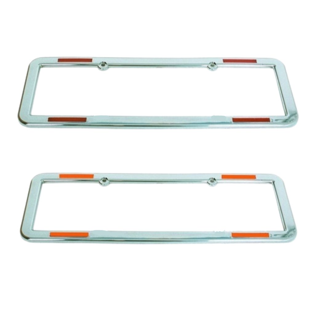 Par Moldura De Placa Com Refletores Carro Cromada 405 x 135mm em Oferta na Shopee