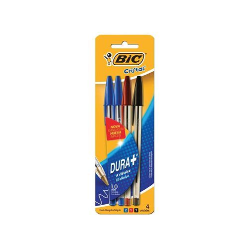 caneta BIC modelo Cristal com 4 Unidades
