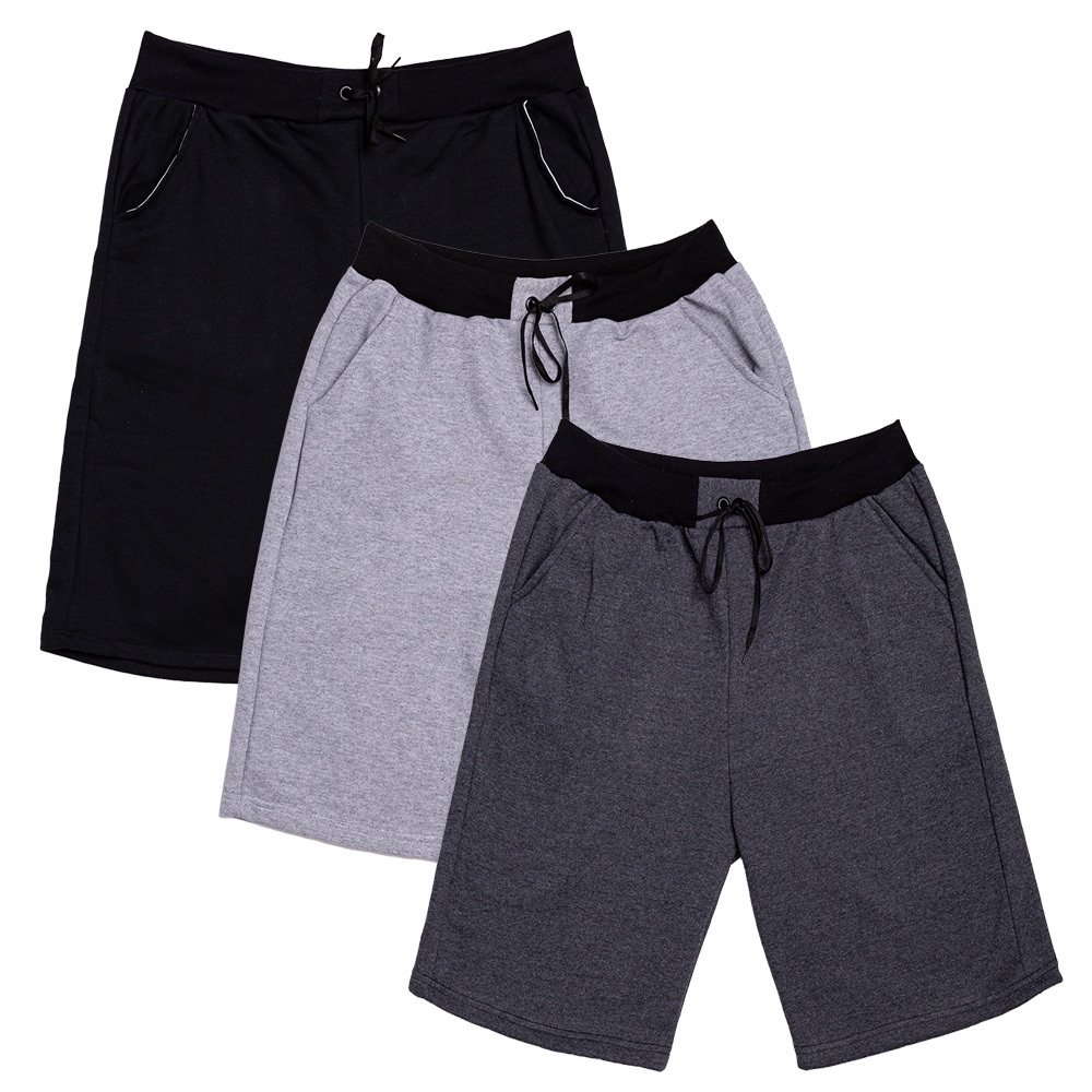 Kit 3 Bermudas Moletom Masculina Casual Básica Com Amarração Shorts Treino Academia em Oferta na Shopee