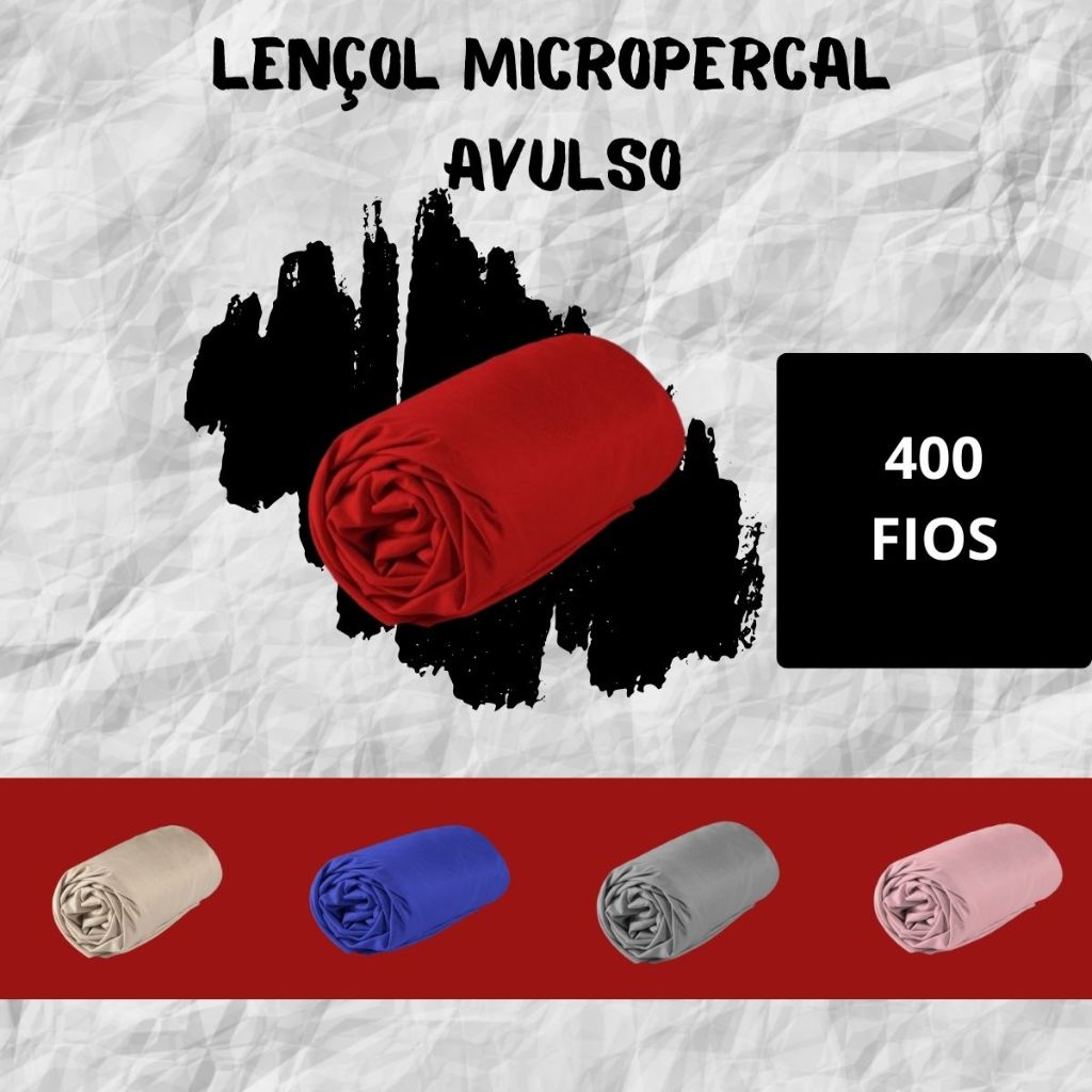 Lençol Com Elastico Avulso 400 Fios Micropercal Poliéster Liso Toque Macio com Elástico Diversos Tamanho Casal Queen King Size