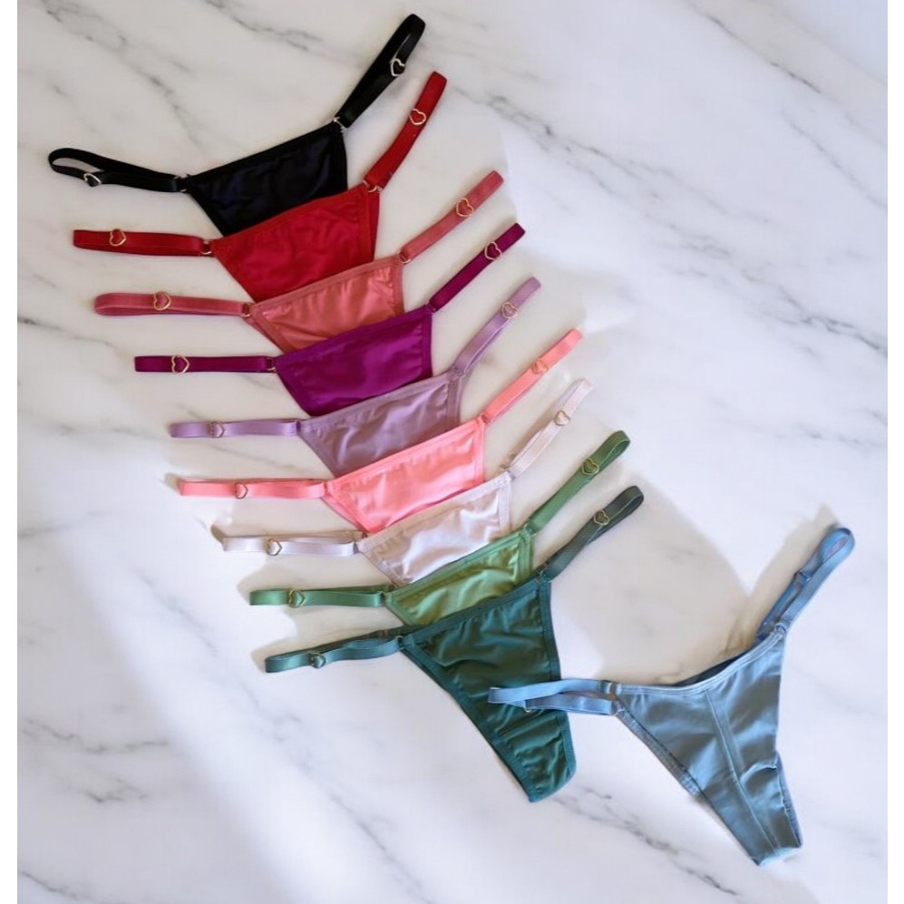 Kit Calcinha Fio Duplo Com Regulagem Coraçao De Metal Microfibra Confortavel Tanga Feminina em Oferta na Shopee