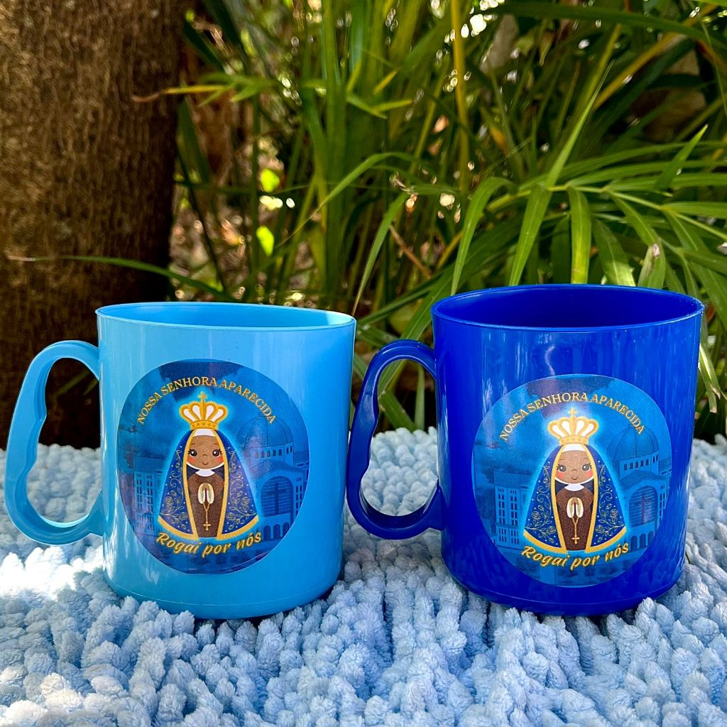 10-15-20 Canecas Adesivadas de Plástico Nossa Senhora Aparecida Para Festa lembrancinha Aniversários Festa Religião