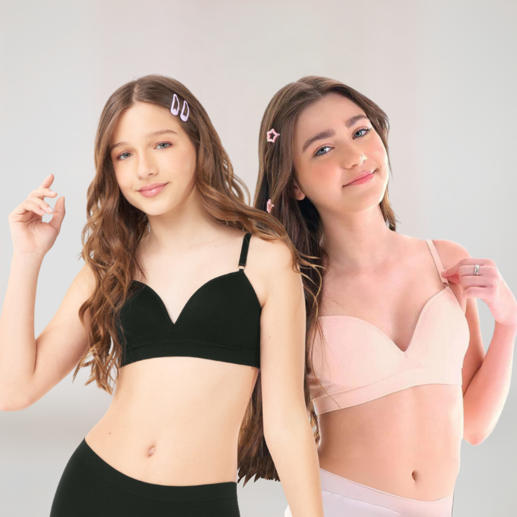 Kit 2 Sutiã Juvenil Zee Rucci Poliamida Sem Costura Com Bojo Alça Regulável