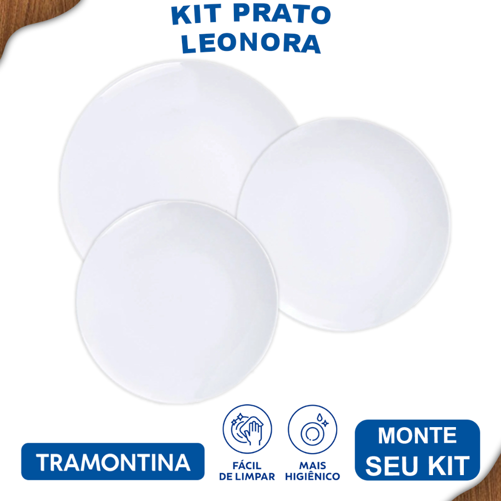 Aparelho de Jantar Leonora Tramontina Jogo de Pratos Rasos, Fundos e Sobremesa com Opções ...