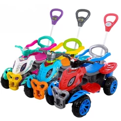 Carrinho de Passeio Infantil Quadriciclo com Pedal Haste para Empurrar Motoca Andador Bebe Criança