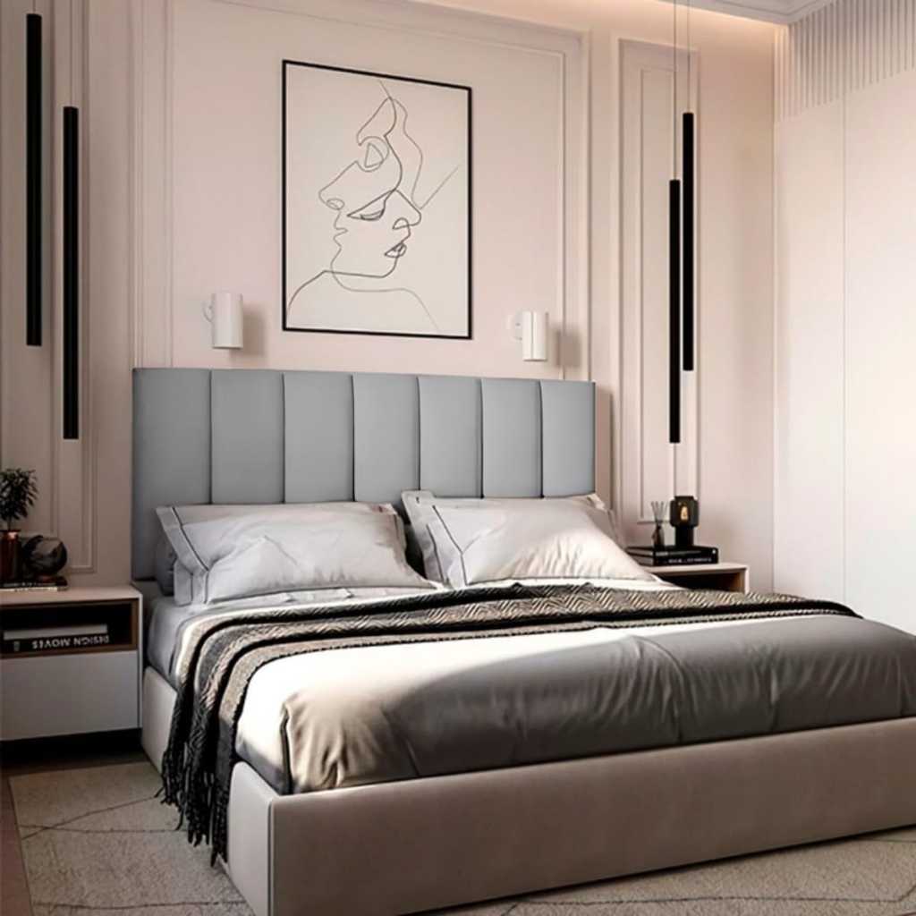 Kit Cabeceira Adesiva Estofada Em Módulos 40x20 Para Cama Solteiro Casal Queen King Box