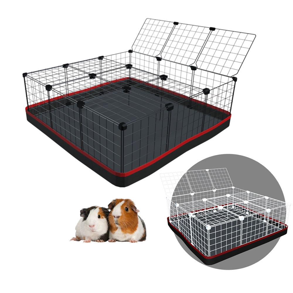 Cercado Porquinho da Índia Viveiro para Coelho 90x90cm Gaiola Pet Tela Aramada com Bandeja Higiênica