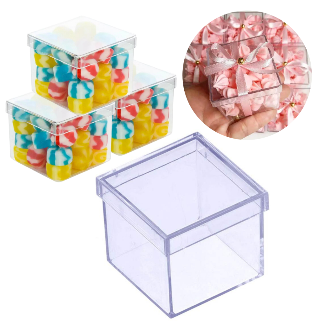 KIT 20 Caixinha Acrílica Lembrancinha 5x5 cm para Aniversário Decoração Personalizar
