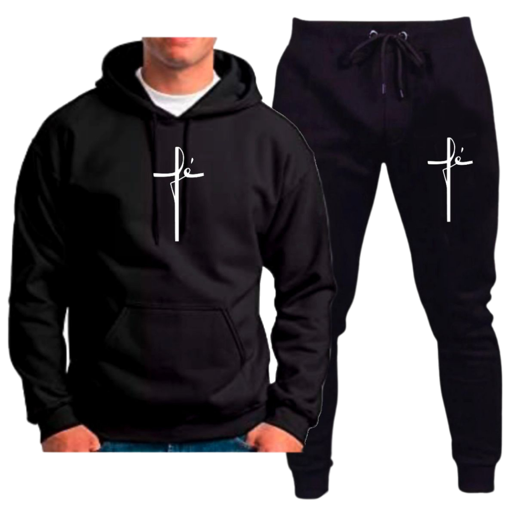 Blusa + Calça Conjunto Moletom Flanelado Fé Religião Oferta