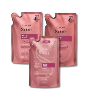 Combo Refil Siàge Nutri Rosé: Shampoo 400ml + Condicionador 400ml + Mascara 250gr (  3 itens)