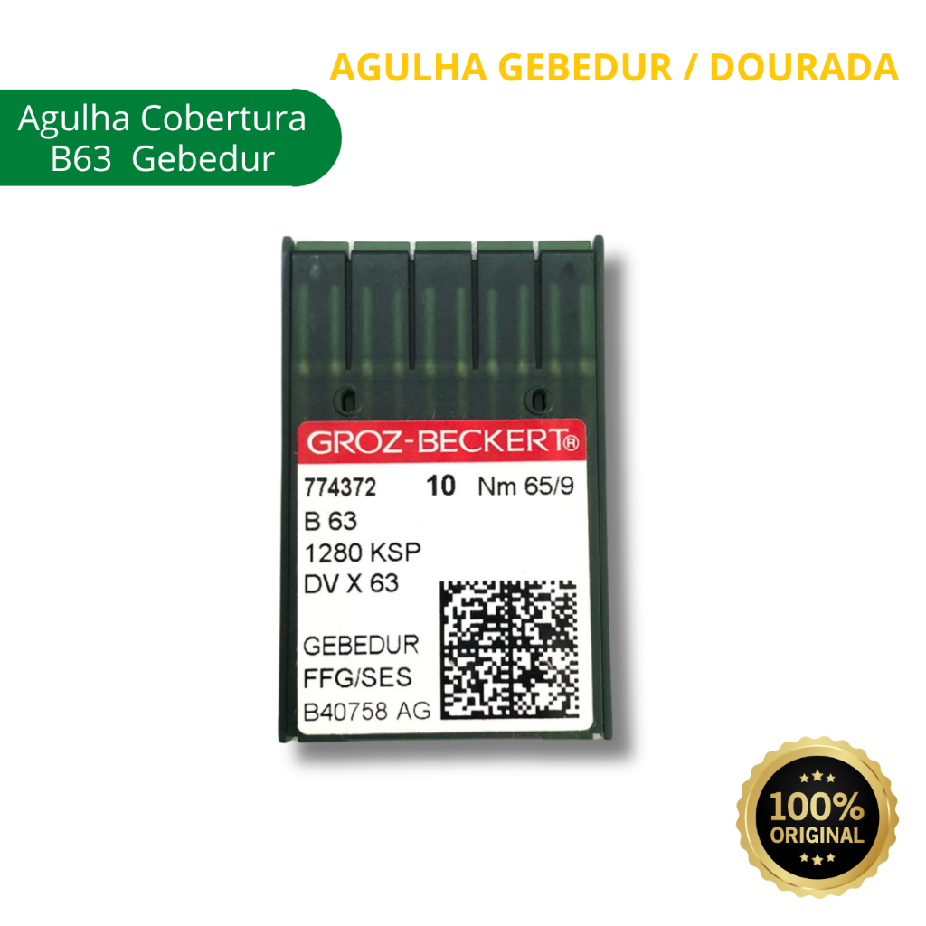 Agulha Groz-Beckert  GEDEDUR / DOURADA para máquina de costura Cobertura / Galoneira código B63 caixinha com 10 agulhas em Oferta na Shopee