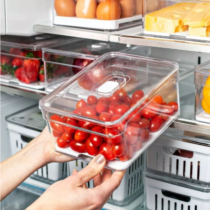 Organizador Geladeira Alimentos Vegetais 2,2 L Transparente Clear Fresh Ou