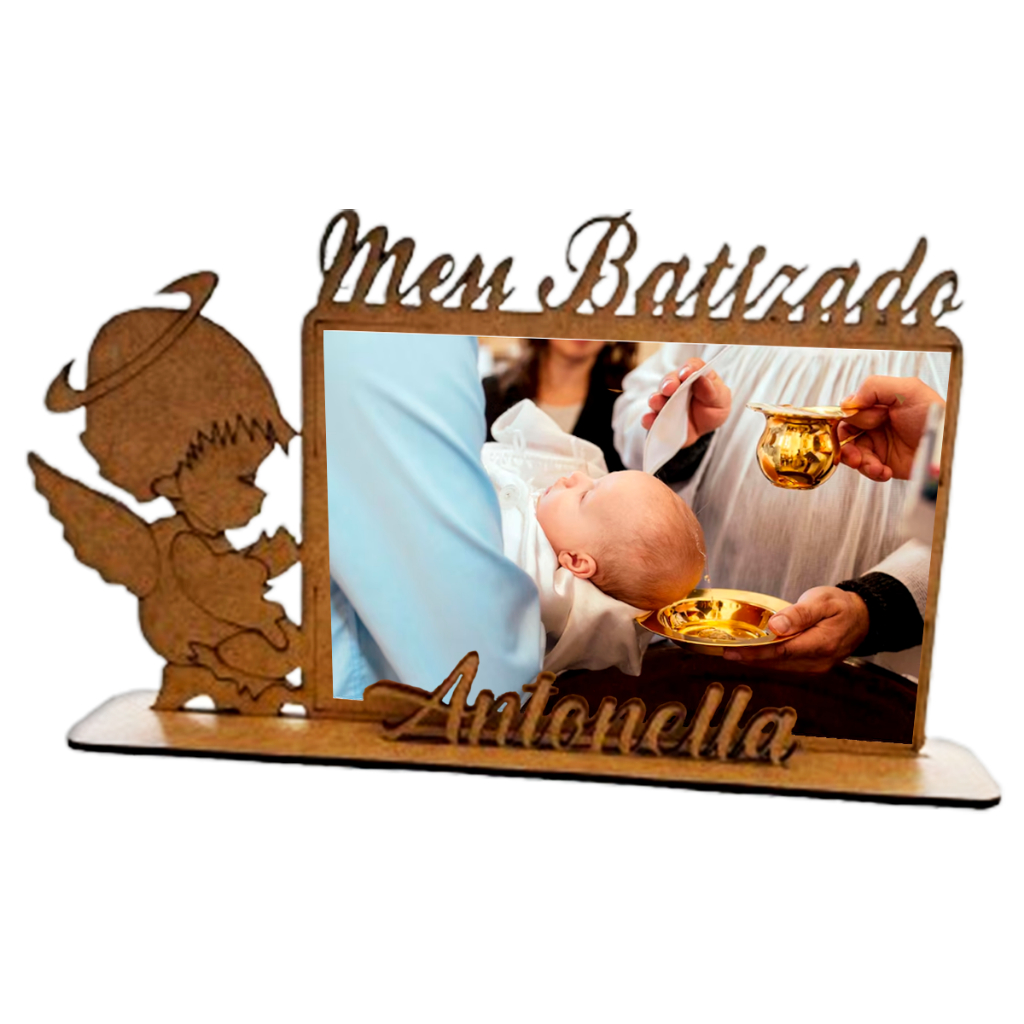 Porta Retrato Batizado Lembrancinha Religioso Personalizado Decorativa MDF Cru Kit 30 und