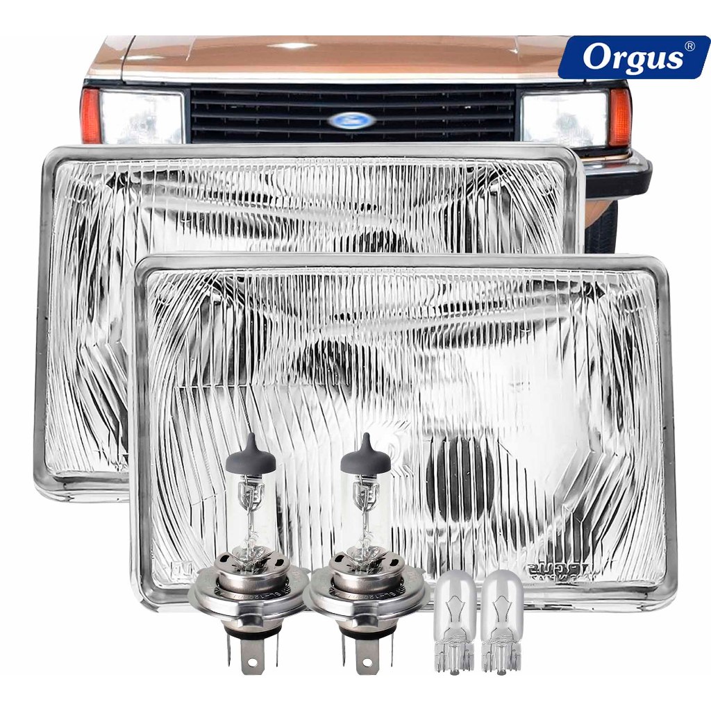 Farol Corcel II 1979 1980 1981 1982 1983 1984 Belina Pampa Original Orgus Lente de Vidro e Lâmpadas