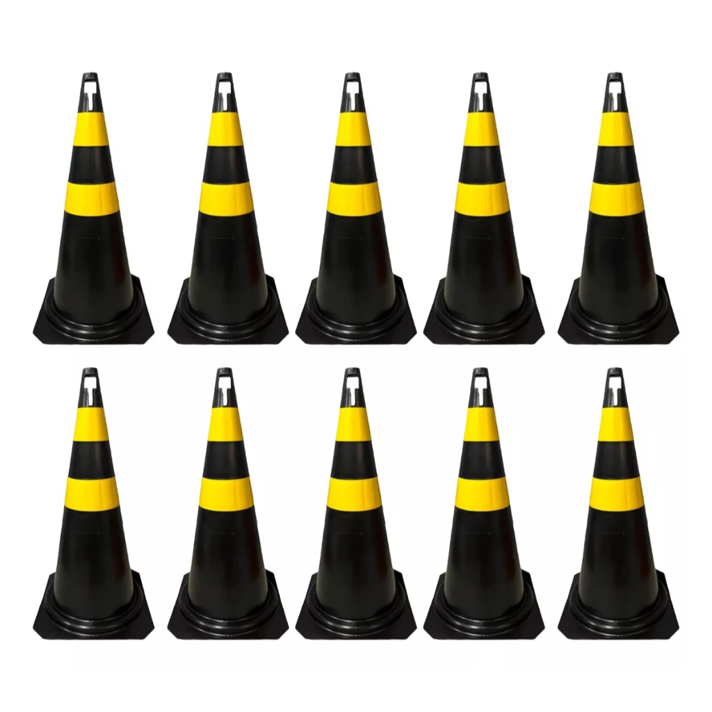 10 Cones Sinalização Segurança Pvc 75CM Demarcação Transito em Oferta na Shopee