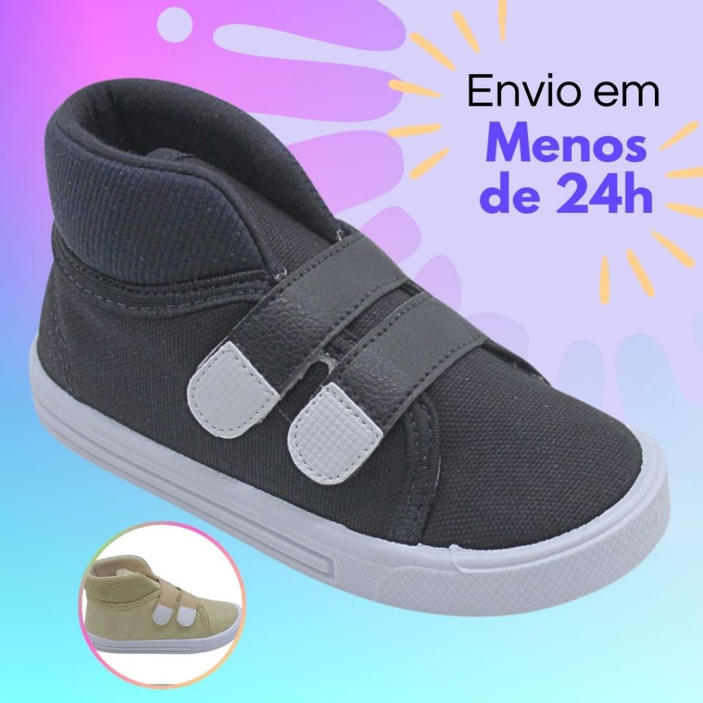 Tênis Menino Cano Alto Infantil Calce Fácil Calçado Coturno