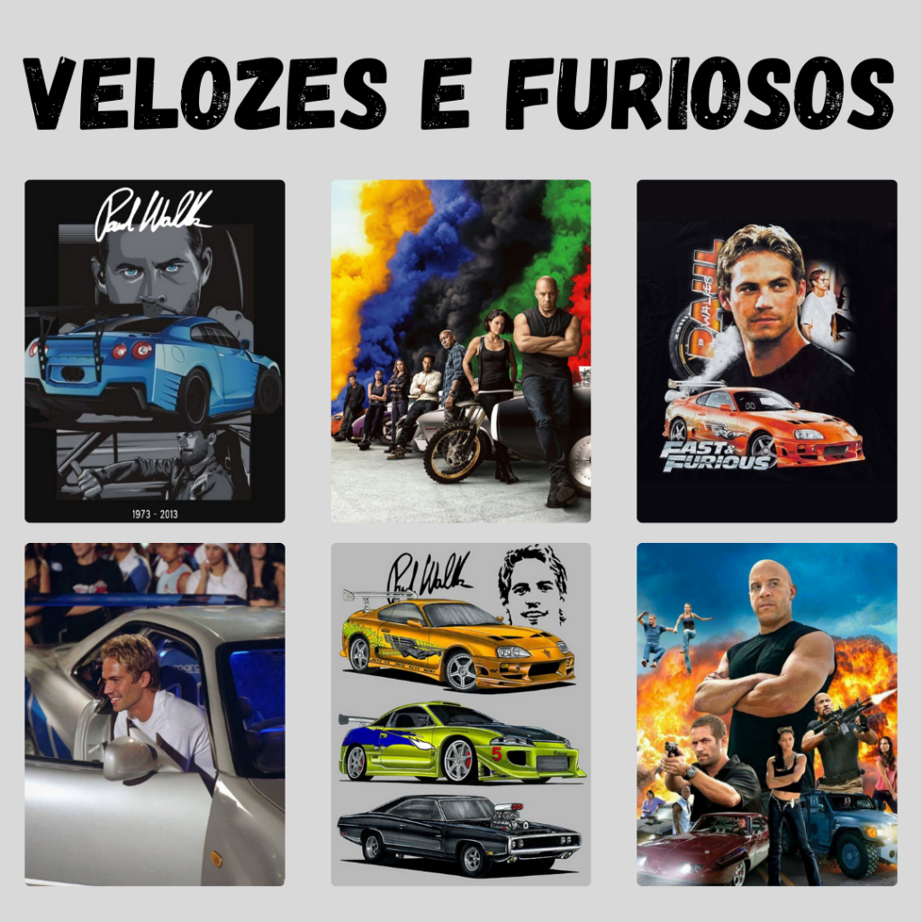 QUADRO PLACA VELOZES E FURIOSOS PAUL WALKER FILMES E SERIES DECORATIVO