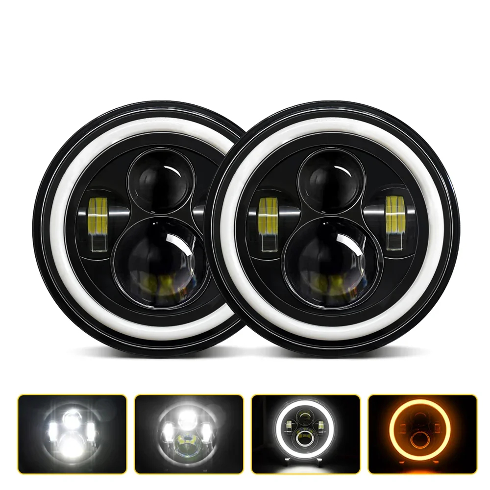 2 Farol Angel Eyes Pajero Tr4 L200 Sport Savana Jeep Willys Cj Wrangler Led Auxilia Angel Eye 7pol 60w Par em Oferta na Shopee