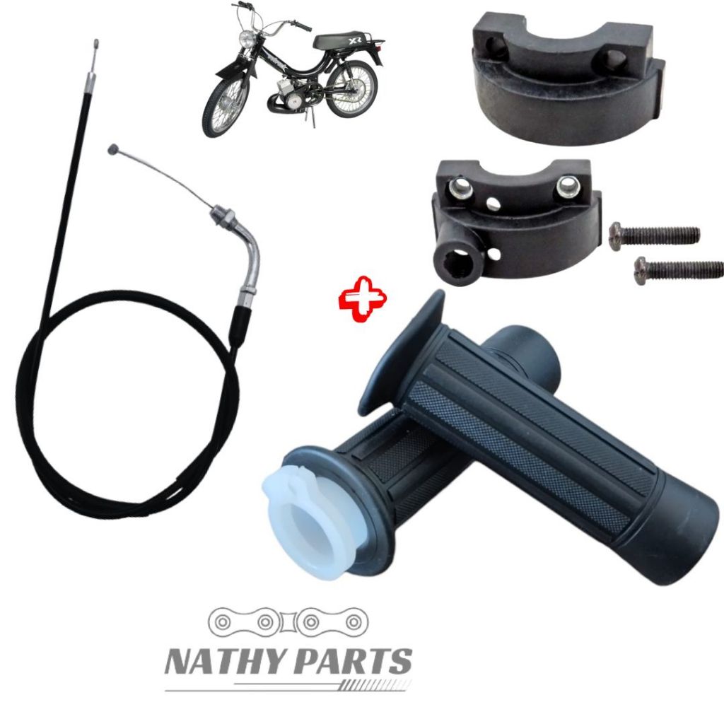 Cabo Acelerador Mobilete Bikelete + Manopla Punho com Roldana + carcaca acelerador em Oferta na Shopee