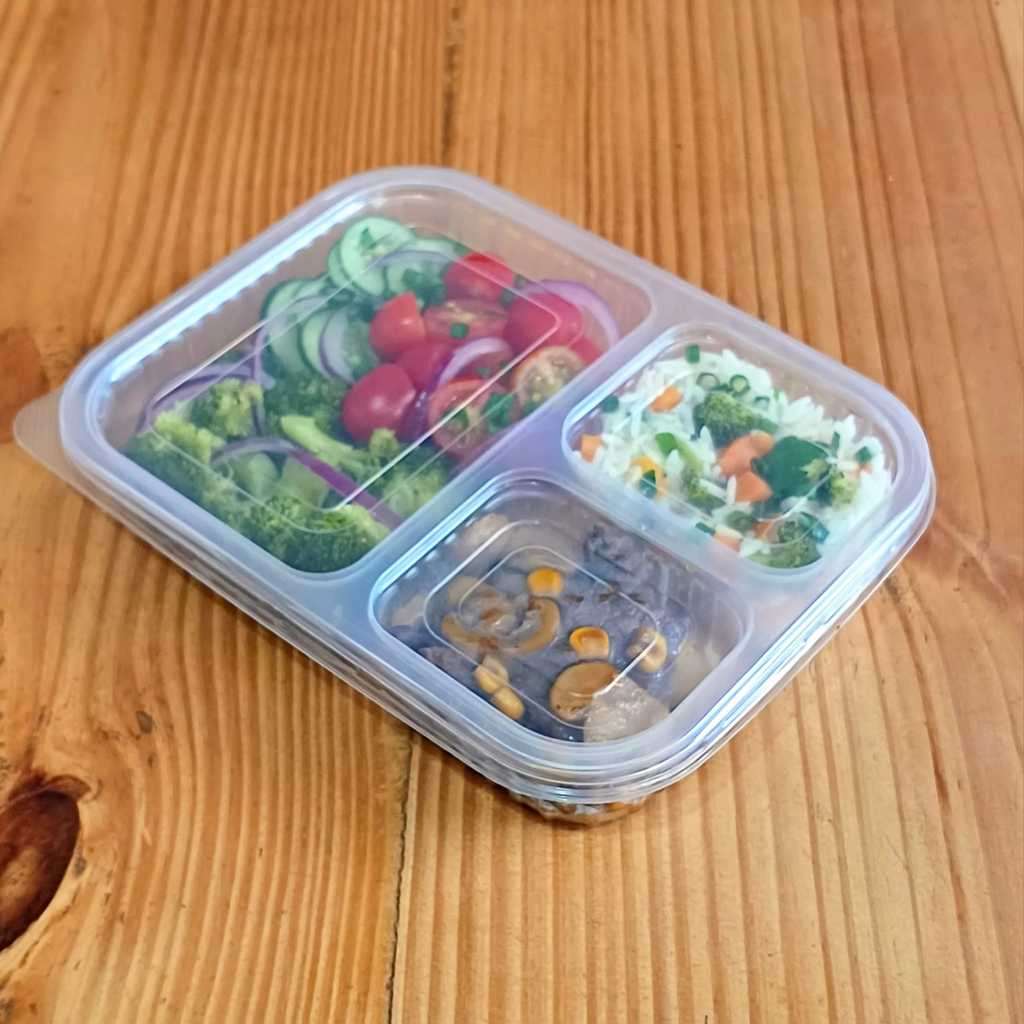 60 Marmitas 900ml 3 Divisórias c/Tampa para Delivery Freezer e Microondas Reutilizável em Oferta na Shopee