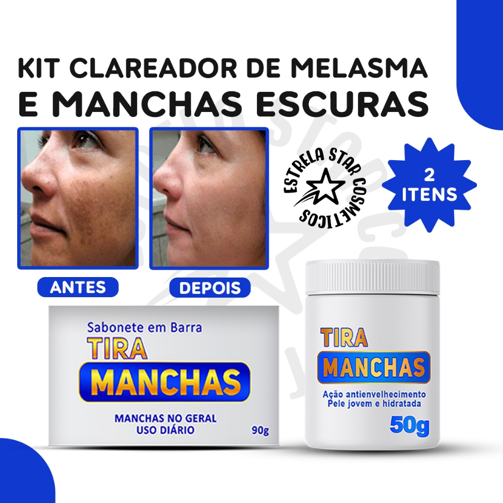 kit  creme tira mancha + sabonete em barra tira manchas trabamento de acne e melasma