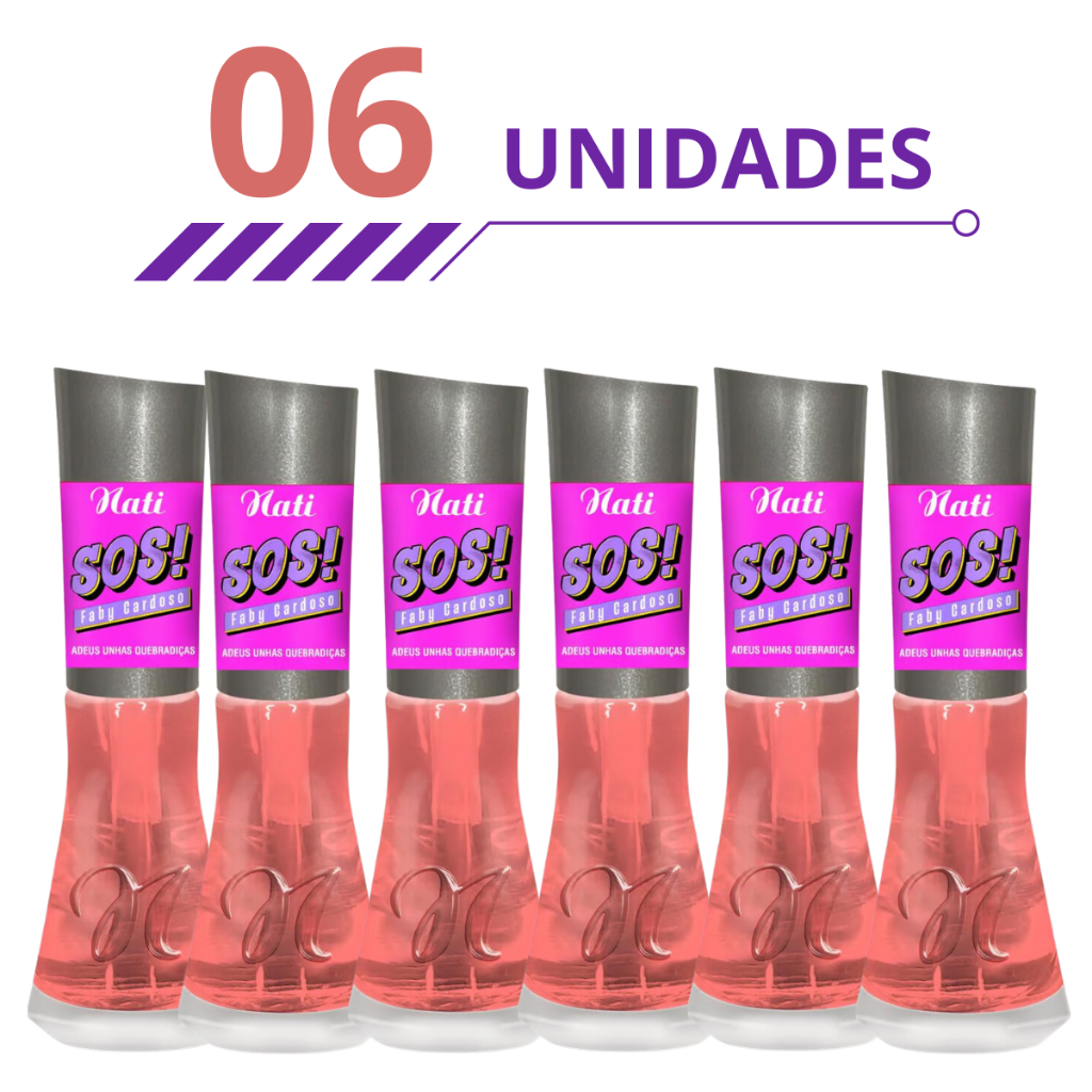 Kit 6 Esmaltes Nati SOS Adeus Unhas Quebradiças Faby Cardoso