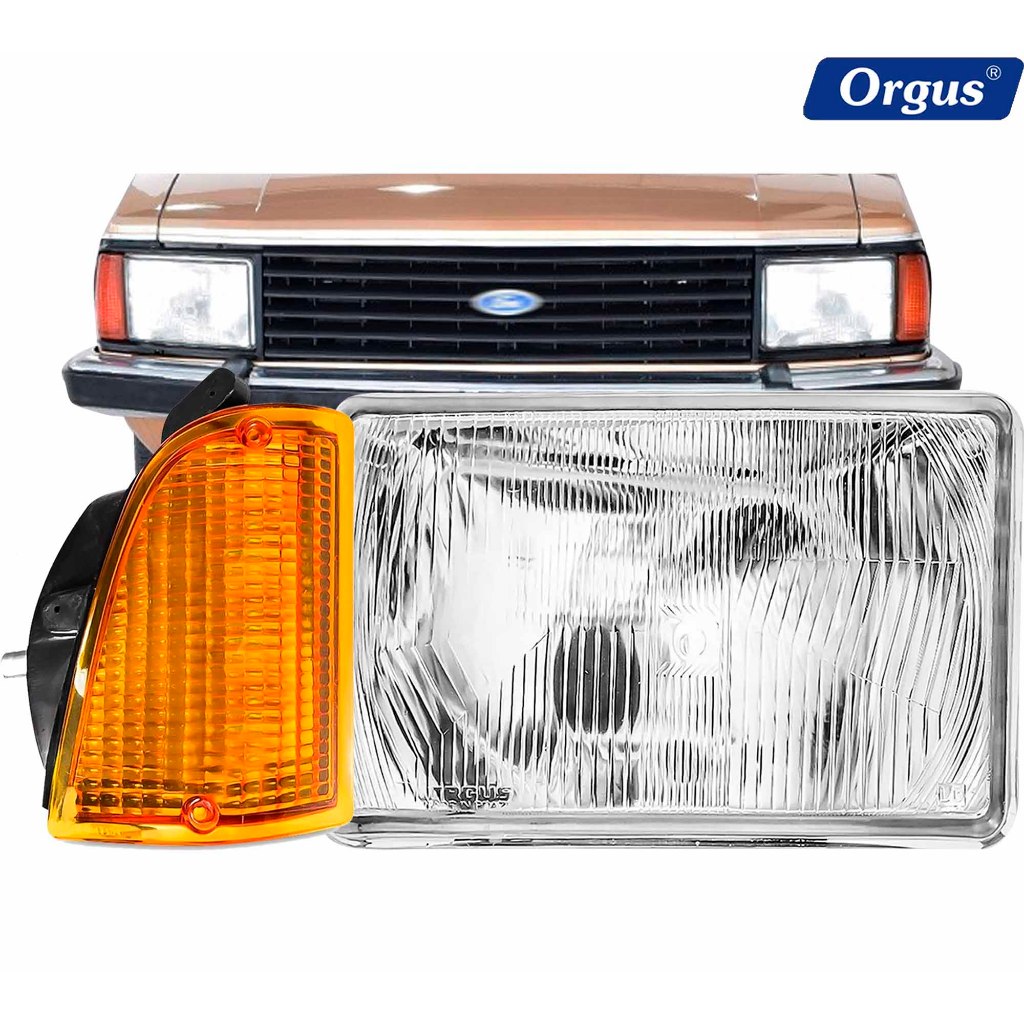 Farol Corcel II 1979 1980 1981 1982 1983 1984 Belina Pampa Orgus Lente de Vidro com Seta Âmbar