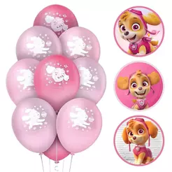25~125 BALAO SKYE LATEX REDONDO 9 pol. E PSKYATRULHA CANINA ROSA REGINA(CHOCO)