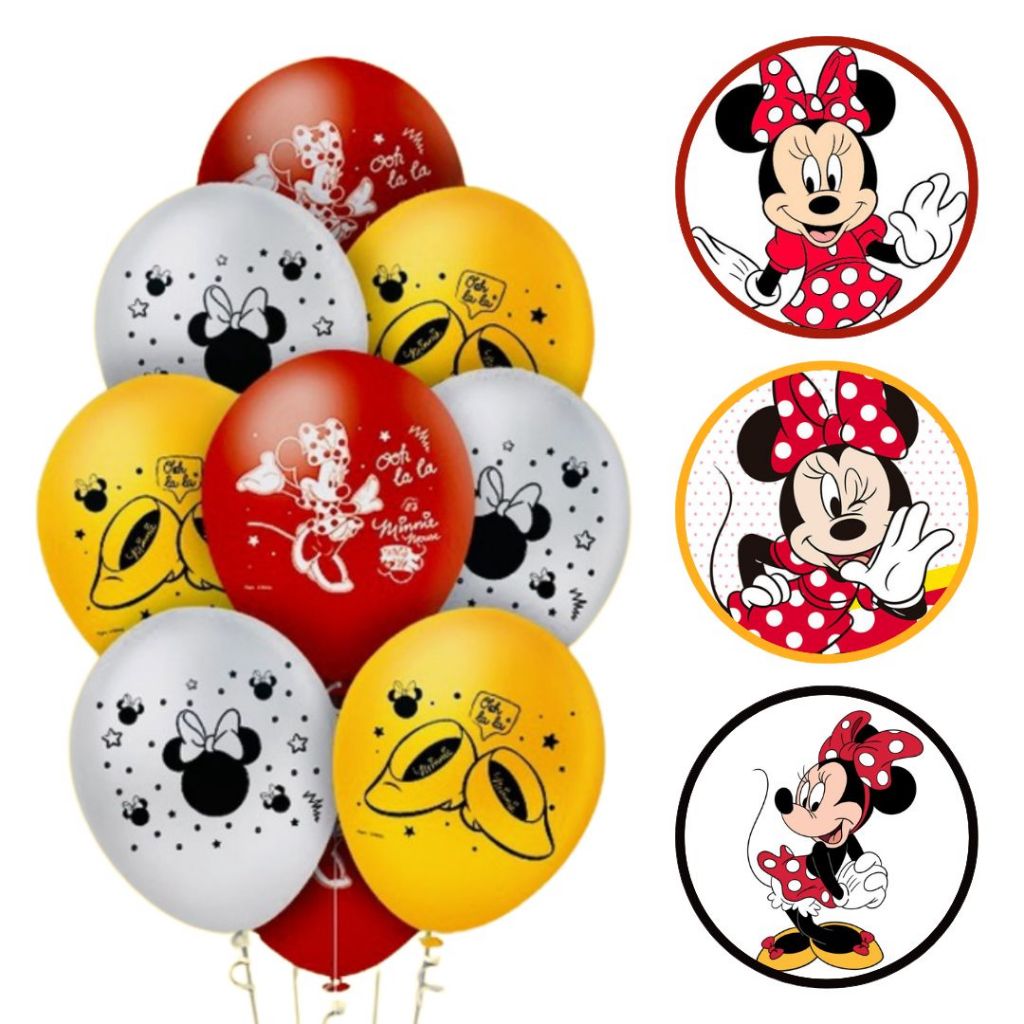 25~125 BALÃO MINNIE MOUSE FESTA REDONDO 9 POL. REGINA (CHOCO)