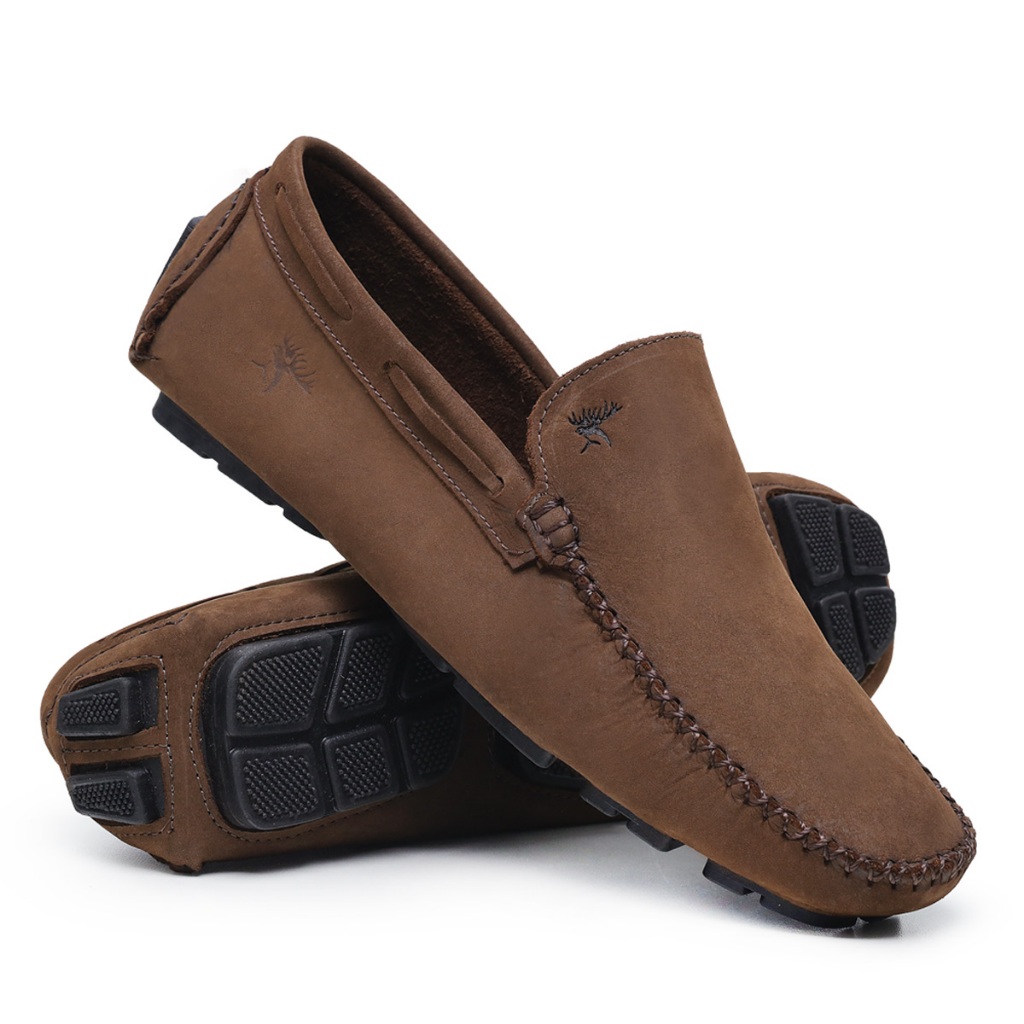 Mocassim Despojado Estiloso Homem Moderno Calçado Vancouver em Couro Camurça em Oferta na Shopee