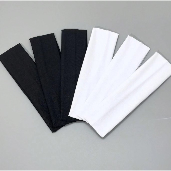 Faixa de Cabelo Elástico Tiara Branco Preto Ginástica Academia