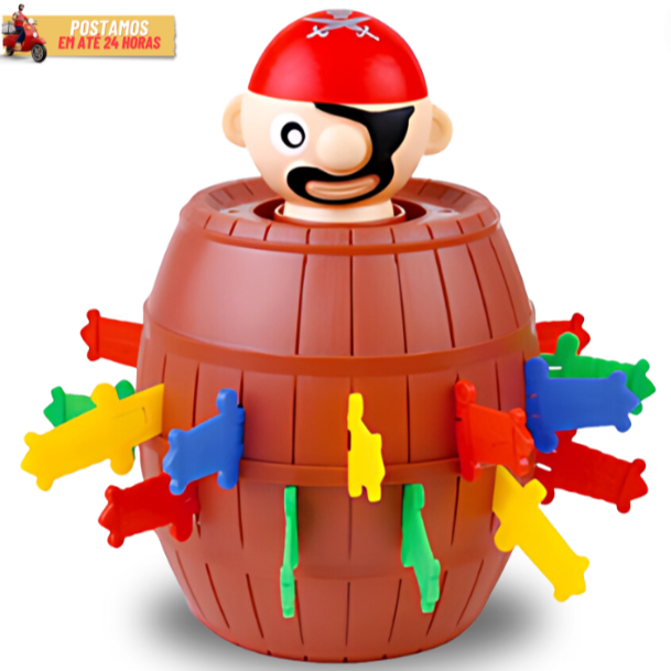 Brinquedo Infantil Barril Do Pirata Jogo Pula Pirata Peças Coloridas Grande ou Pequeno