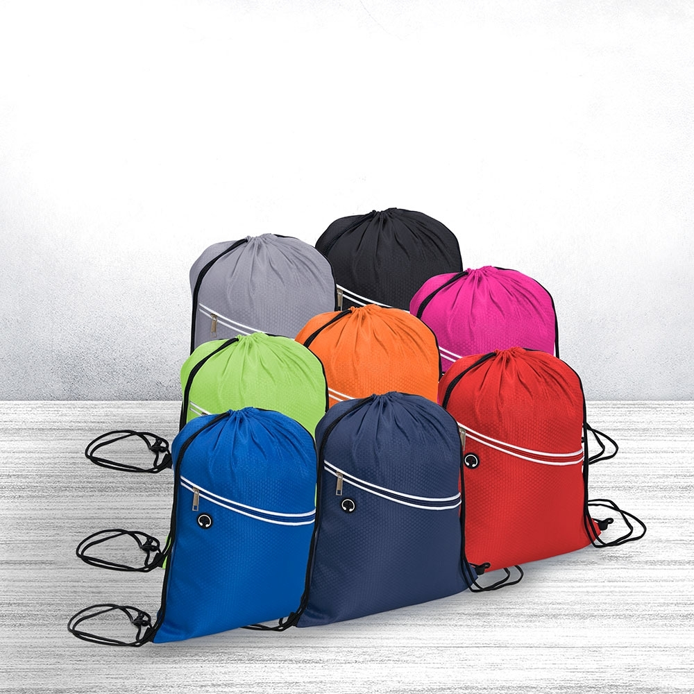 3 Mochilas Saco em Poliéster Resistente Alças Ajustáveis + Bolso Frontal em Oferta na Shopee