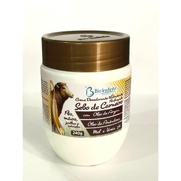 Creme Hidratante Sebo de Carneiro Com Óleo de Argan (Ureia 3%) - 240g - Bio Instinto