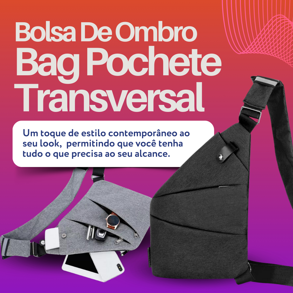Bolsa Slim Bag Transversal de Ombro Unissex Resistente De Ombro em Oferta na Shopee