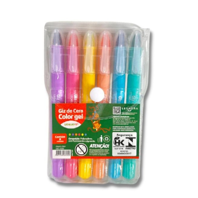 Giz de Cera Colorgel Retrátil Tons Pastel 13,3cm 6 cores Leo & Leo
