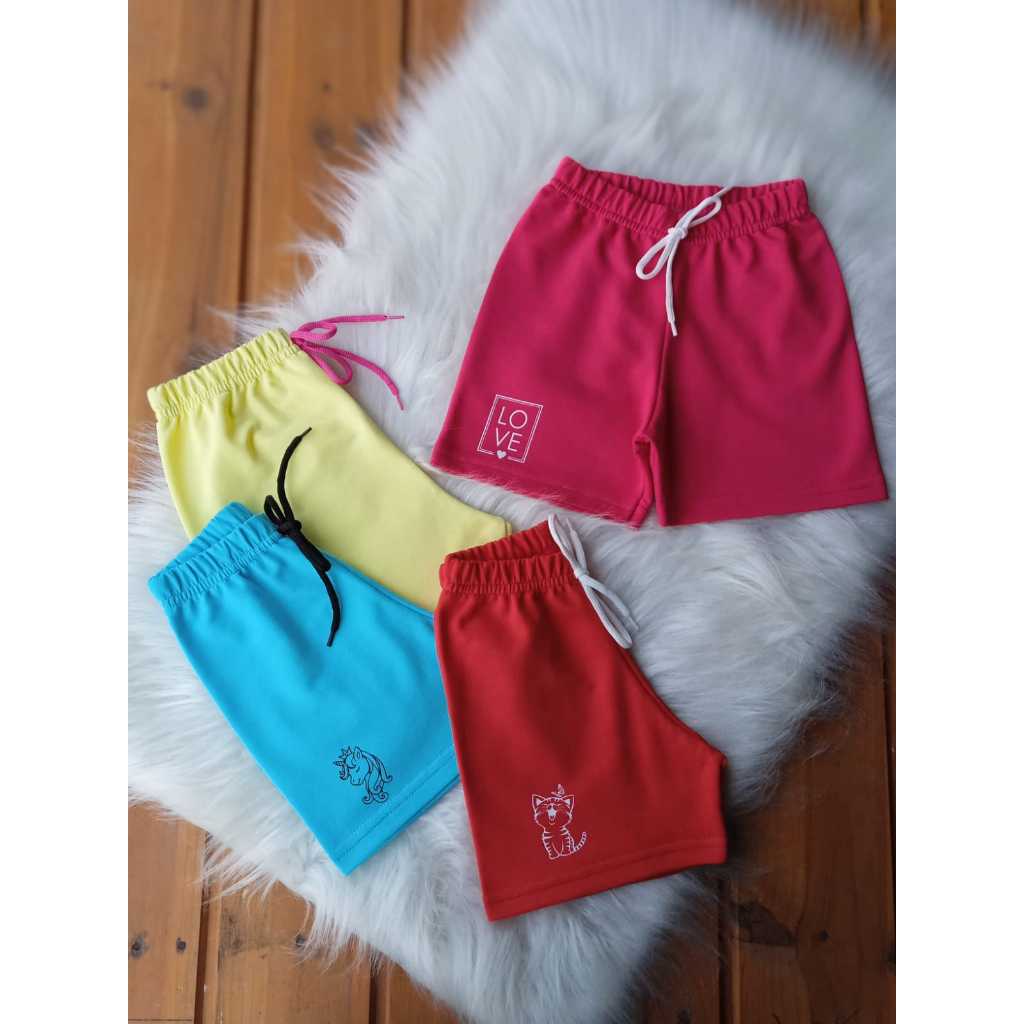 Kit com 2 e 4 Bermudas Infantil Feminina Infantil em Oferta na Shopee