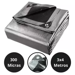 Lona 3x4 Blackout Cinza Preta Impermeável 300 Micras Grossa 190g/m2 TNT