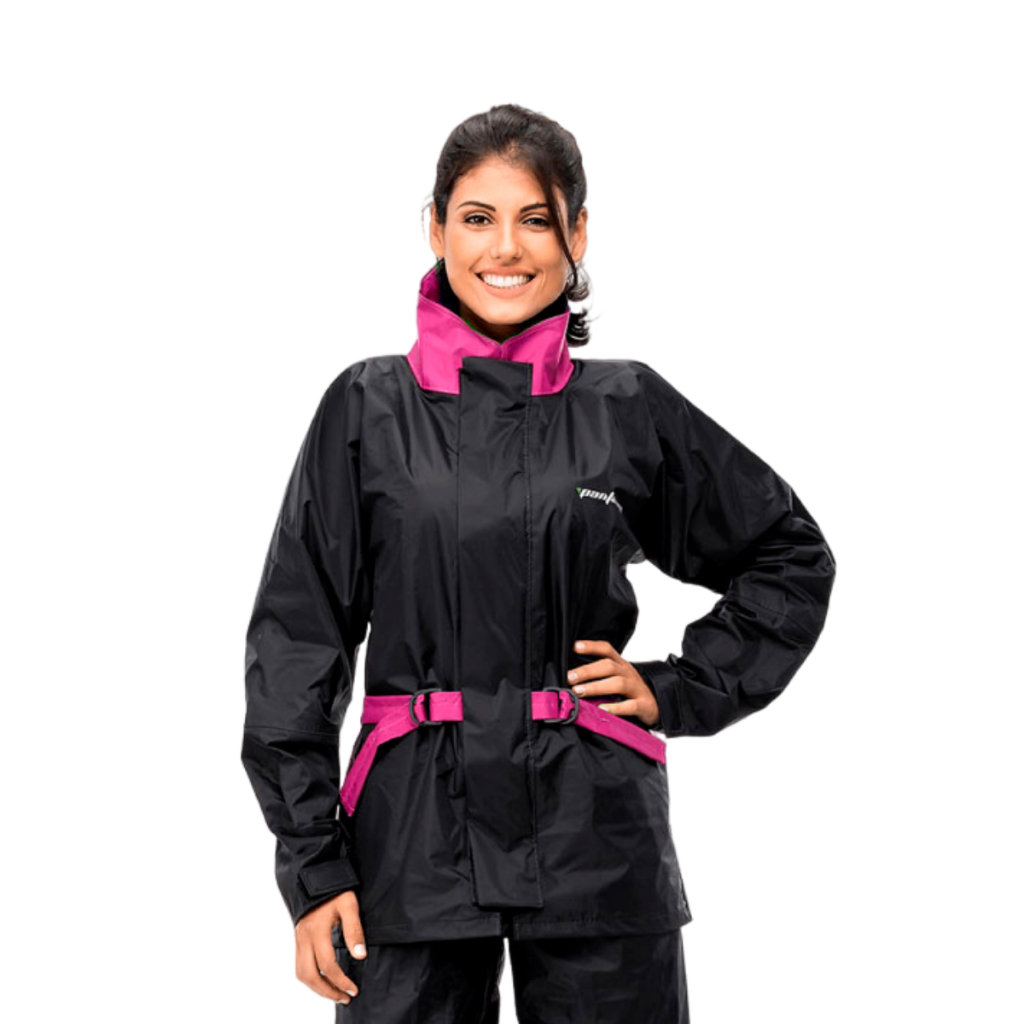 Kit Capa De Chuva Pantaneiro Feminino Nylon C/ Gola Motoqueiro Motoboy Motociclista Impermeável