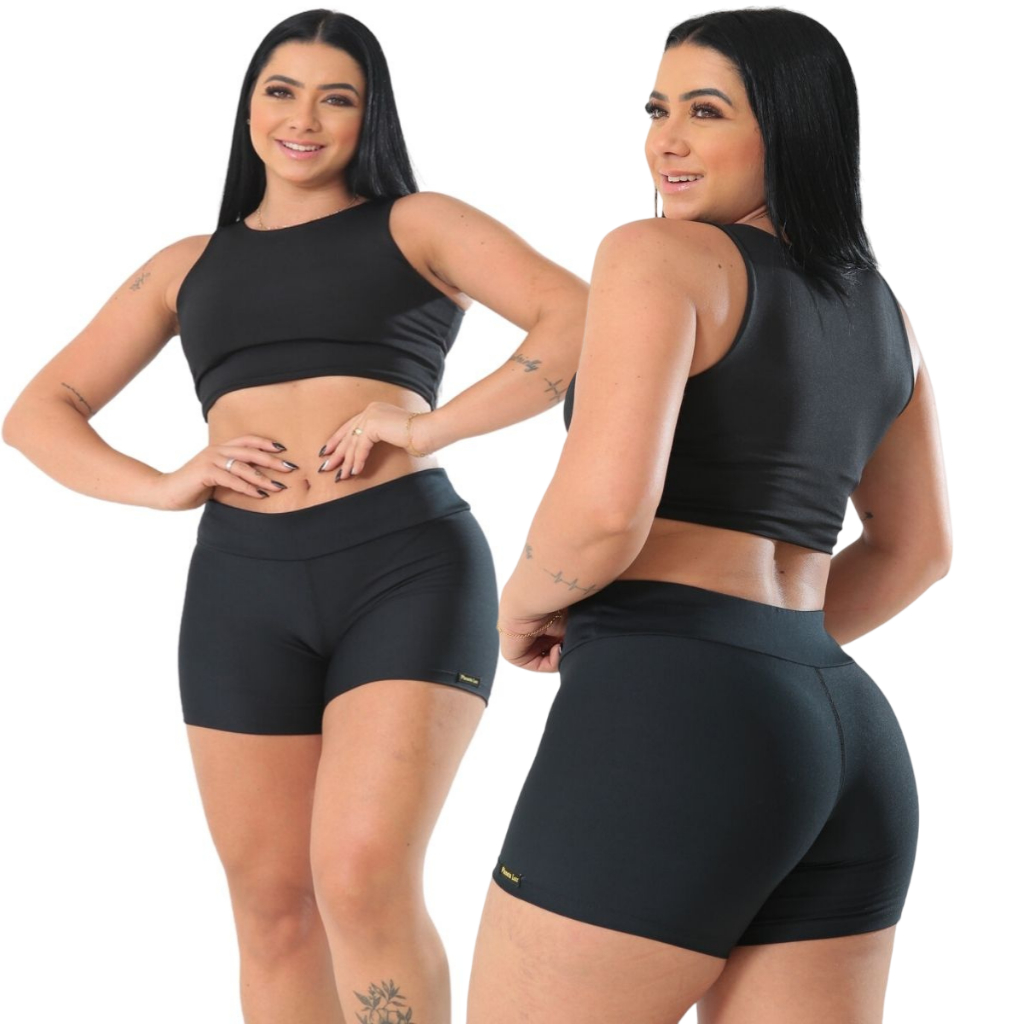 Shorts Legging Treino Curto Shortinho Leg Suplex Feminino Pilates Academia Caminhada Musculação Ginástica Praia Zero Transparência do P-G4 Plus Size