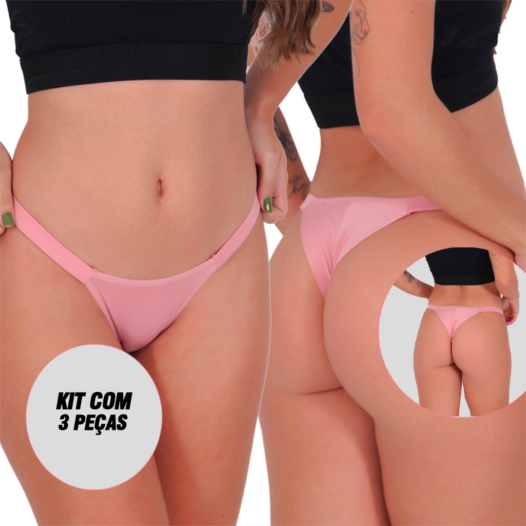 Kit 3 Calcinhas Tangas Fio Duplo Biquini Lingerie Microfibra Premium - Women Clothes
