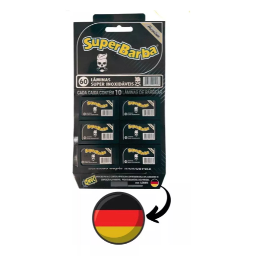Cartela Kit de Lâmina Super Barba Black Premium 60 Lâminas Para Barbear