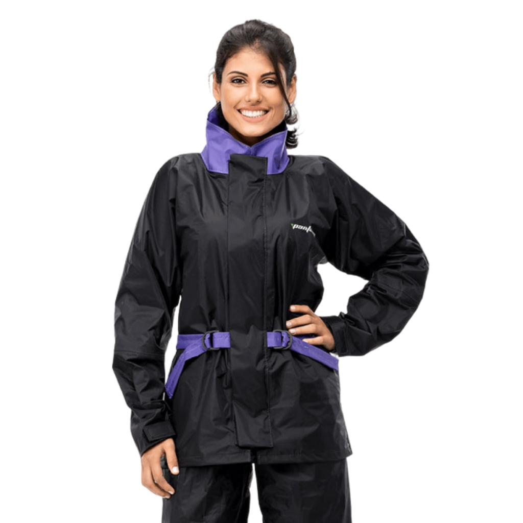 Conjunto Capa De Chuva Pantaneiro Motoqueiro Motoboy Nylon Com Gola Feminino Impermeável