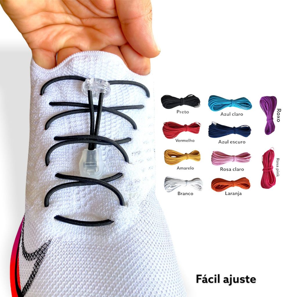 Par Cadarço de Elástico  Sem Amarração Cores Triátlon Corrida Esportivo Sem Cadarço Universal