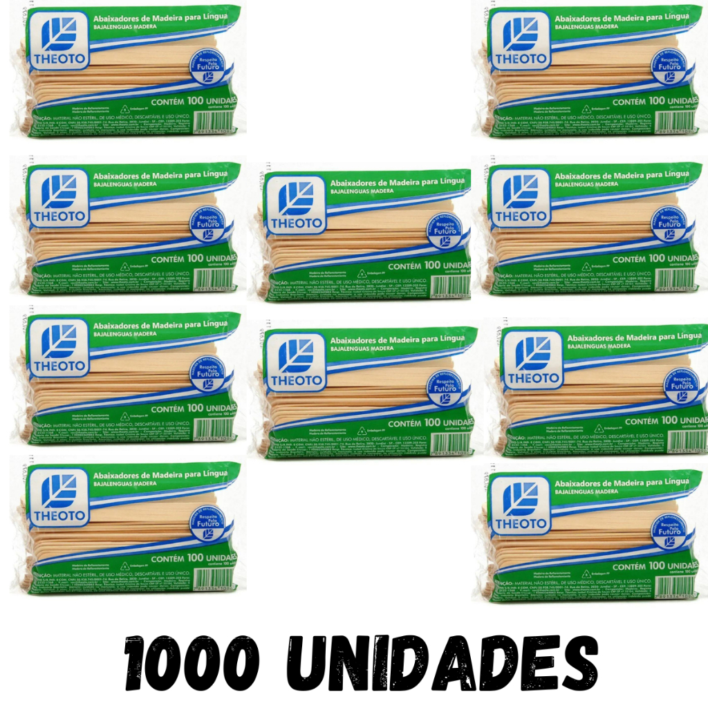1000 Abaixador de língua Espátula para Depilação Palito de Madeira Theoto
