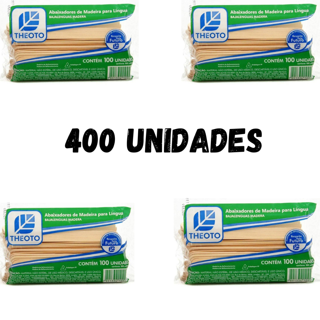 Abaixador De Lingua 4 Pacotes C/ 100 Espátula De Madeira Palito Theoto em Oferta na Shopee