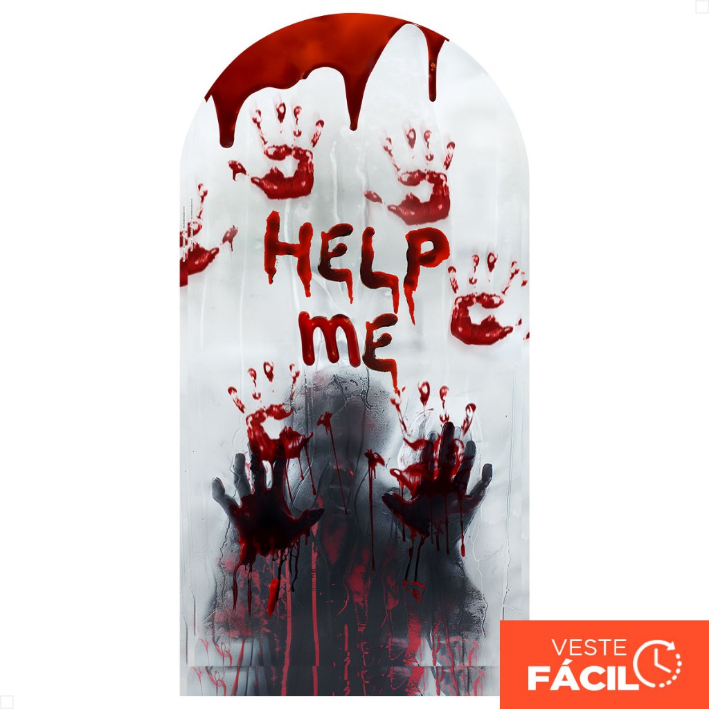 Capa Para Painel Romano Halloween Help Me Sublimado Em Tecido Com Elástico 2x1m em Oferta na Shopee